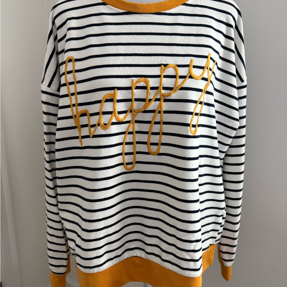 Promesa Navy Striped Sweatshirt with Old Gold Details